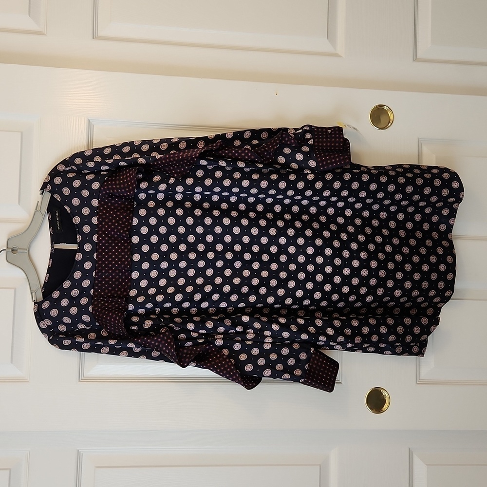 Banana Republic Foulard Silk Ruffle Dress Navy Size L
